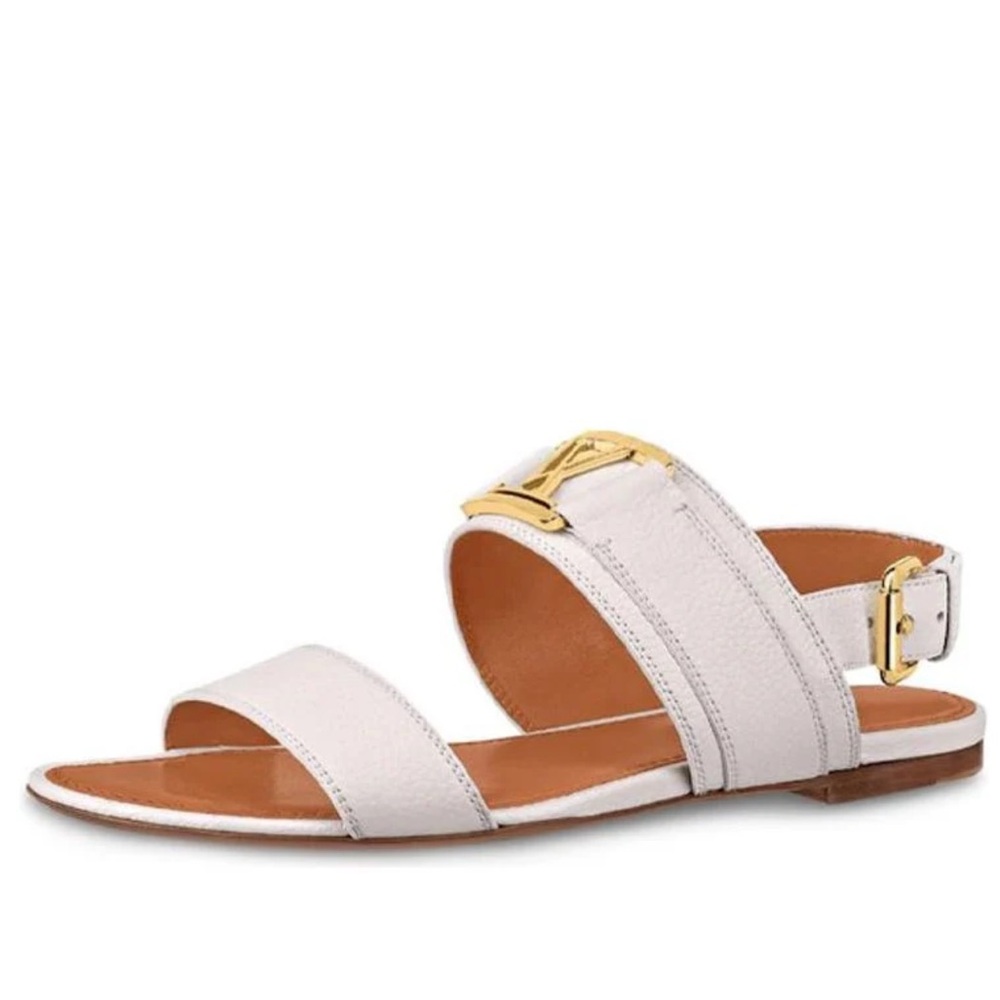 NWOT LV Inspired Women's White and Gold Horizon Sandals Sz 39 - Picture 3 of 8